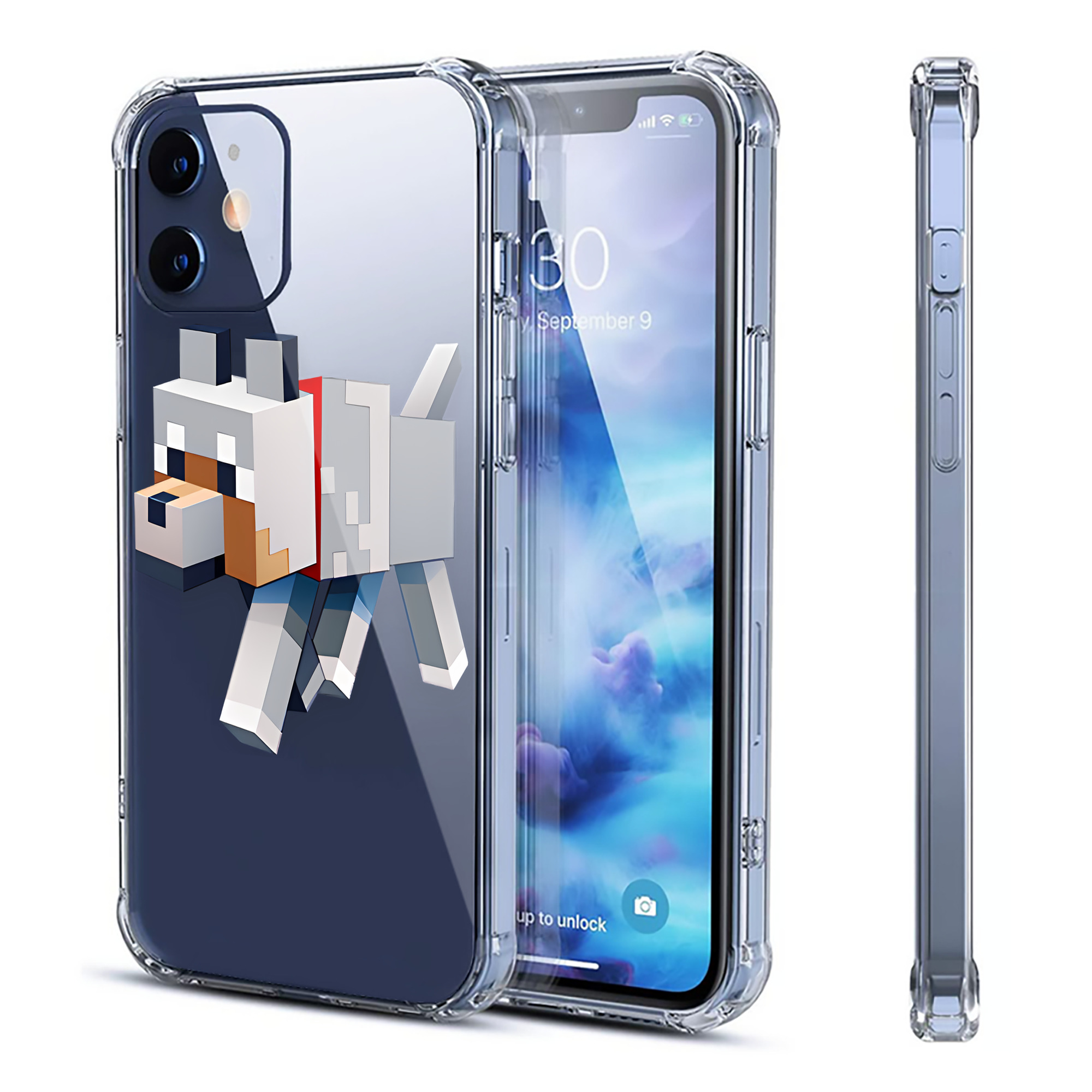（画像用） マインクラフト ブロックの世界 Minecraft MC Block world 【iPhone 12シリーズ対応】透明スマホケース（クリアソフトケース）